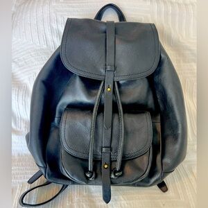 Madewell Transport Rucksack Leather Backpack in Black